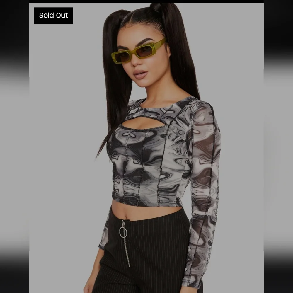 Dolls Kill Pretty Garbage Swirl Mesh Top